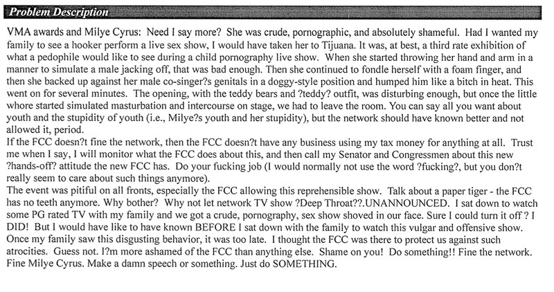 Illustration for article titled Every FCC Complaint About Miley Cyrus's VMA Twerking